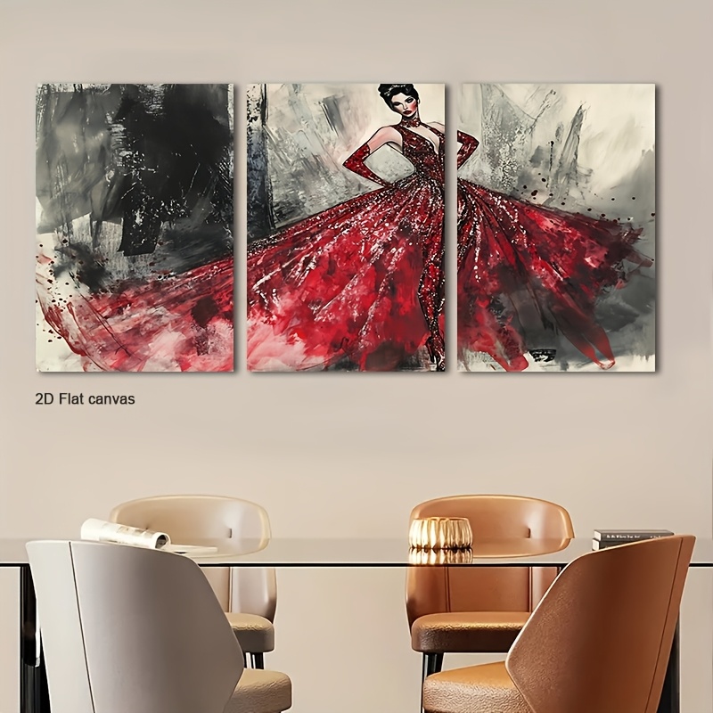 Frameless Canvas 3pcs Red Sequ - Canvas Wrap Ready review and price