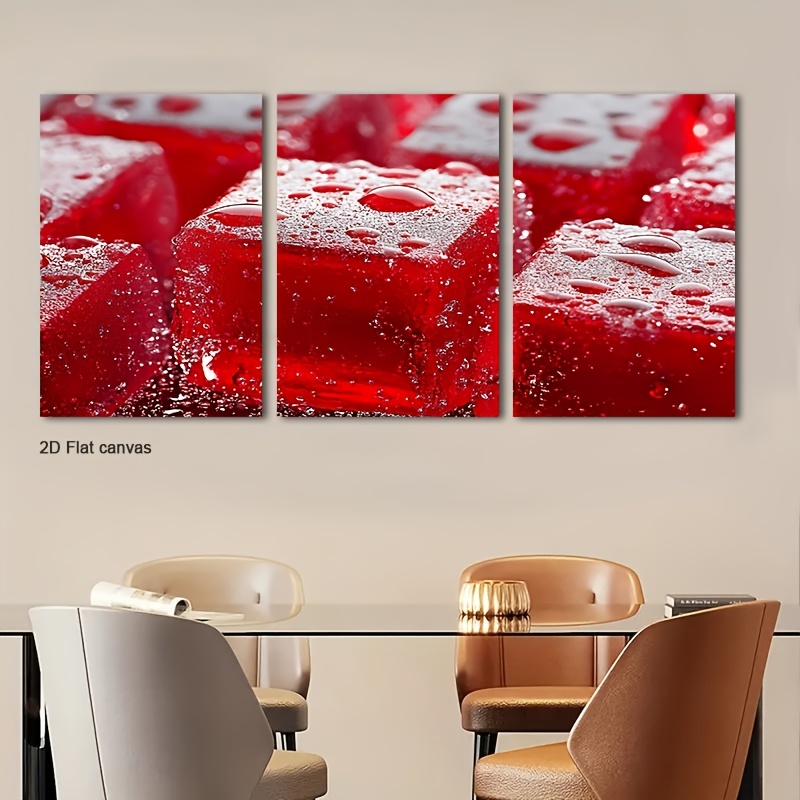 3pcs Framed Red Jelly Cube Wal - Canvas Wrap Ready review and price